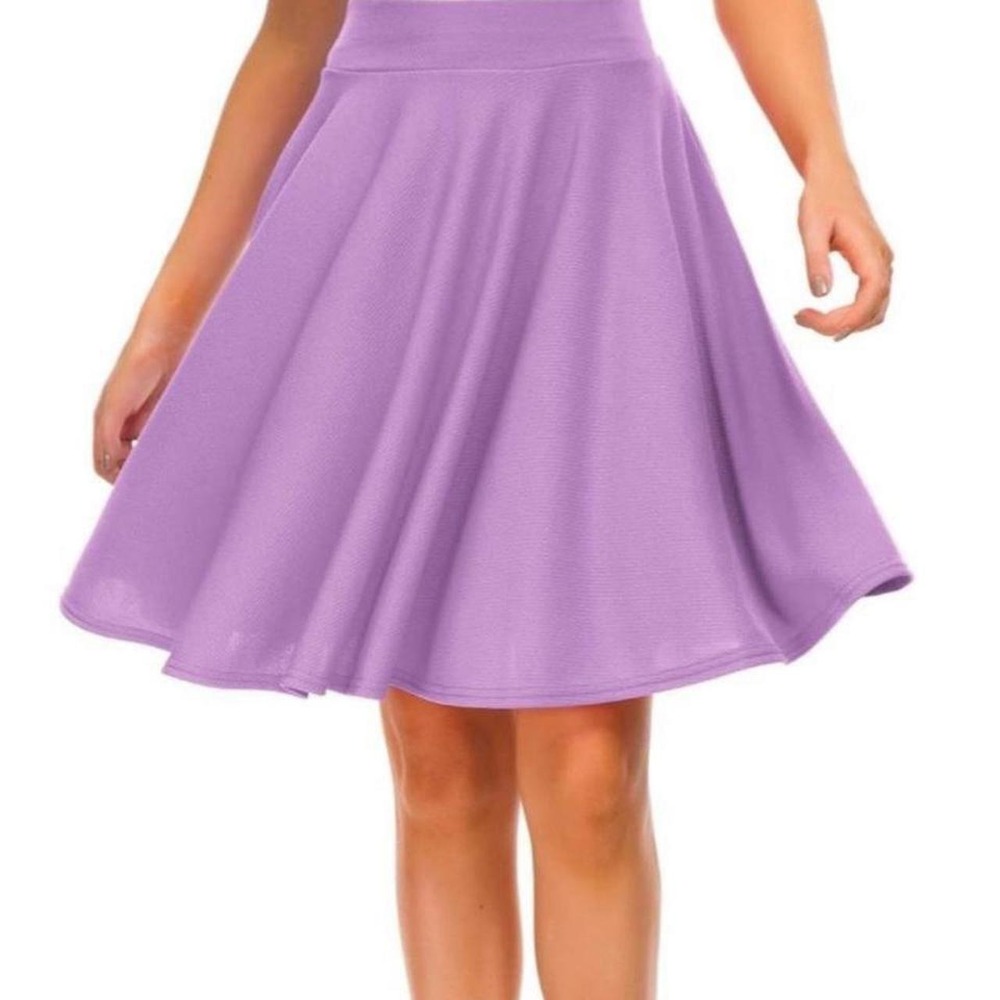 Dani's Choice Women's Flared Mini Skater Skirt Basic  Pleated Lilac Midi Skirt